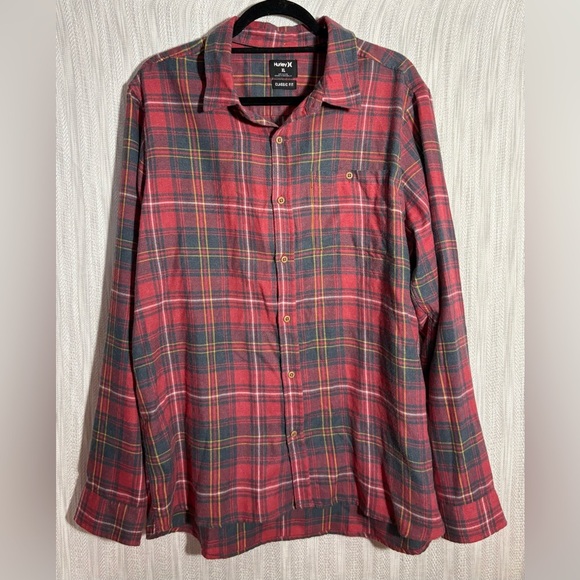 Hurley Other - Hurley Men's Red and Green Plaid Button Down Shirt